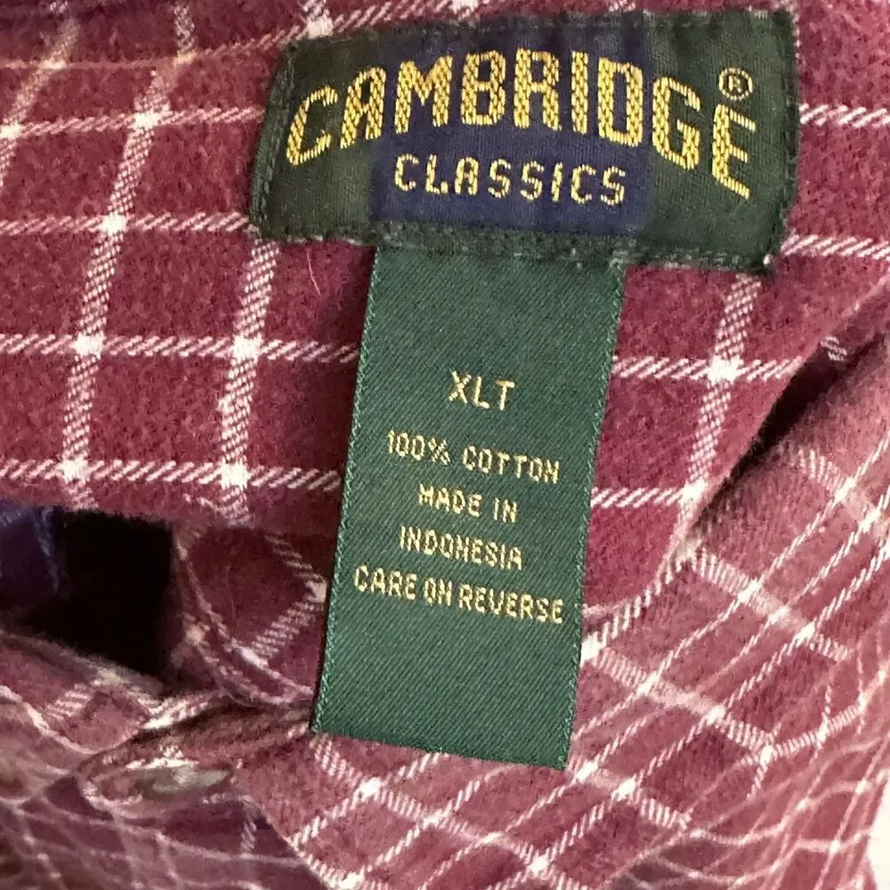 Y2K Cambridge Classics Burgundy Plaid Shirt XL